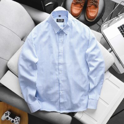Áo sơ mi tay dài chất vải linen phối sọc dọc cao cấp thời trang bigsize nam 80-130 kg