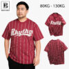 [ Big Men] Áo thun cotton màu đỏ phối sọc in lụa Rhythm thời trang bigsize nam 85- 135 kg
